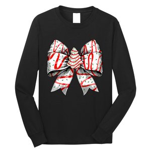 Coquette Bow Christmas Tree Cake Christmas Vibes Long Sleeve Shirt