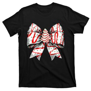 Coquette Bow Christmas Tree Cake Christmas Vibes T-Shirt