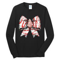 Coquette Bow Christmas Tree Cake Christmas Vibes Tall Long Sleeve T-Shirt