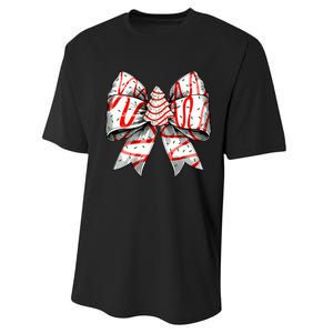 Coquette Bow Christmas Tree Cake Christmas Vibes Performance Sprint T-Shirt