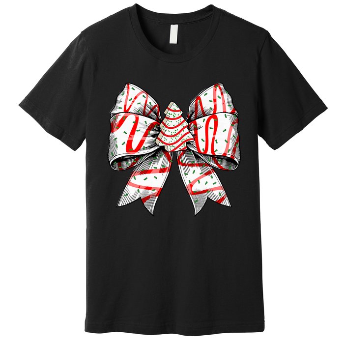 Coquette Bow Christmas Tree Cake Christmas Vibes Premium T-Shirt