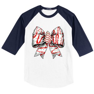 Coquette Bow Christmas Tree Cake Christmas Vibes Baseball Sleeve Shirt