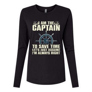 Cool Boat Captain For Men Women Boating Pontoon Boat Owner Womens Cotton Relaxed Long Sleeve T-Shirt