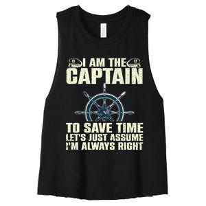 Cool Boat Captain For Men Women Boating Pontoon Boat Owner Women's Racerback Cropped Tank