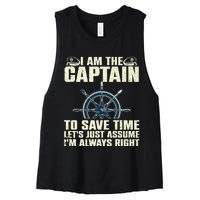 Cool Boat Captain For Men Women Boating Pontoon Boat Owner Women's Racerback Cropped Tank