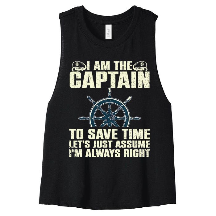 Cool Boat Captain For Men Women Boating Pontoon Boat Owner Women's Racerback Cropped Tank