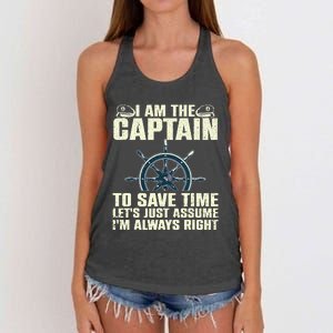 Cool Boat Captain For Men Women Boating Pontoon Boat Owner Women's Knotted Racerback Tank