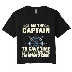 Cool Boat Captain For Men Women Boating Pontoon Boat Owner Women's Crop Top Tee