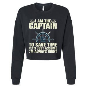 Cool Boat Captain For Men Women Boating Pontoon Boat Owner Cropped Pullover Crew