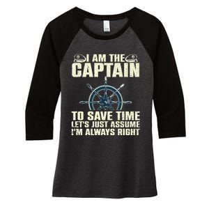 Cool Boat Captain For Men Women Boating Pontoon Boat Owner Women's Tri-Blend 3/4-Sleeve Raglan Shirt