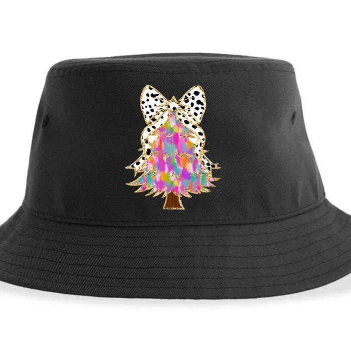 Coquette Bow Christmas Tree Winter Xmas Sustainable Bucket Hat