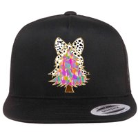 Coquette Bow Christmas Tree Winter Xmas Flat Bill Trucker Hat