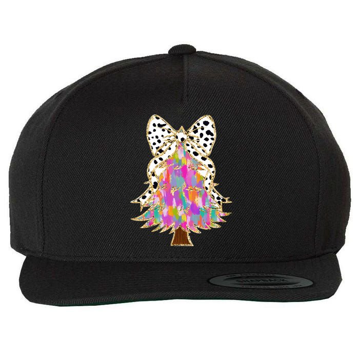 Coquette Bow Christmas Tree Winter Xmas Wool Snapback Cap