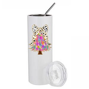 Coquette Bow Christmas Tree Winter Xmas Stainless Steel Tumbler