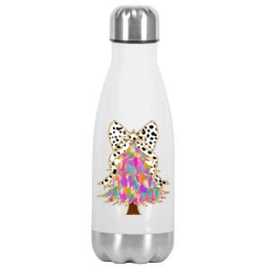 Coquette Bow Christmas Tree Winter Xmas Stainless Steel Insulated Water Bottle