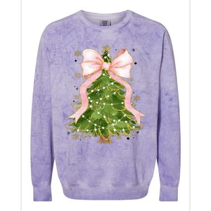 Coquette Bow Christmas Tree Xmas Holiday Outfit Colorblast Crewneck Sweatshirt