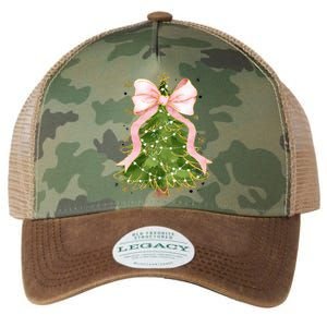 Coquette Bow Christmas Tree Xmas Holiday Outfit Legacy Tie Dye Trucker Hat