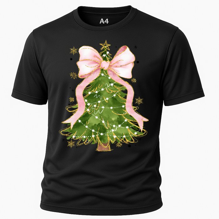 Coquette Bow Christmas Tree Xmas Holiday Outfit Cooling Performance Crew T-Shirt