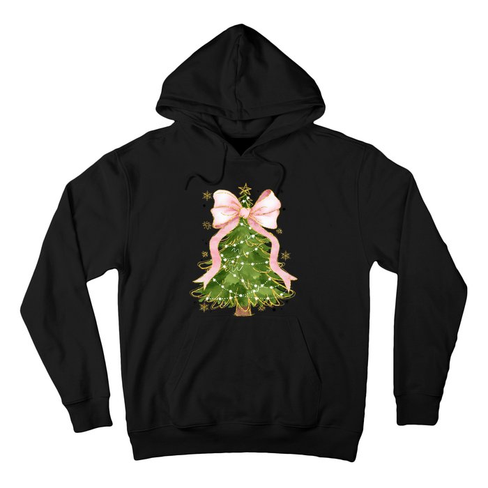 Coquette Bow Christmas Tree Xmas Holiday Outfit Hoodie