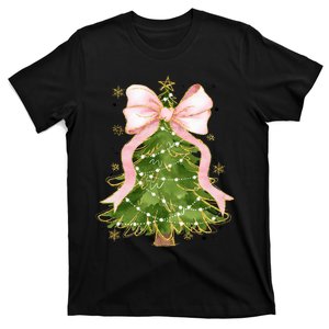 Coquette Bow Christmas Tree Xmas Holiday Outfit T-Shirt