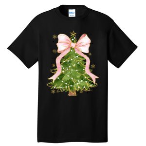 Coquette Bow Christmas Tree Xmas Holiday Outfit Tall T-Shirt