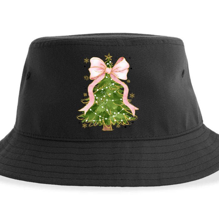 Coquette Bow Christmas Tree Xmas Holiday Outfit Sustainable Bucket Hat