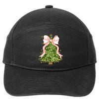 Coquette Bow Christmas Tree Xmas Holiday Outfit 7-Panel Snapback Hat