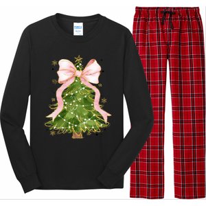 Coquette Bow Christmas Tree Xmas Holiday Outfit Long Sleeve Pajama Set