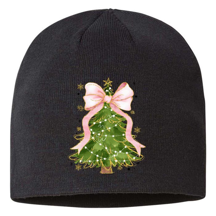 Coquette Bow Christmas Tree Xmas Holiday Outfit Sustainable Beanie