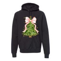 Coquette Bow Christmas Tree Xmas Holiday Outfit Premium Hoodie