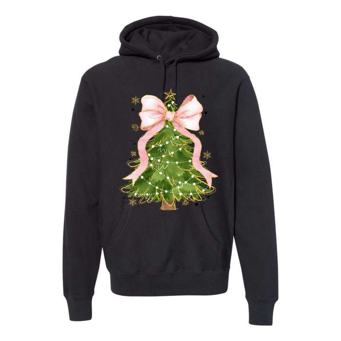 Coquette Bow Christmas Tree Xmas Holiday Outfit Premium Hoodie