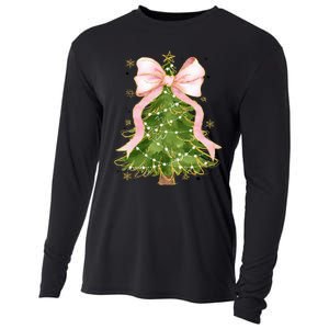 Coquette Bow Christmas Tree Xmas Holiday Outfit Cooling Performance Long Sleeve Crew