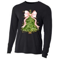 Coquette Bow Christmas Tree Xmas Holiday Outfit Cooling Performance Long Sleeve Crew