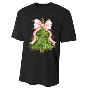 Coquette Bow Christmas Tree Xmas Holiday Outfit Performance Sprint T-Shirt