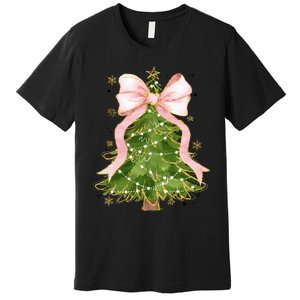 Coquette Bow Christmas Tree Xmas Holiday Outfit Premium T-Shirt