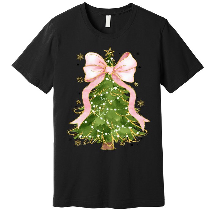 Coquette Bow Christmas Tree Xmas Holiday Outfit Premium T-Shirt