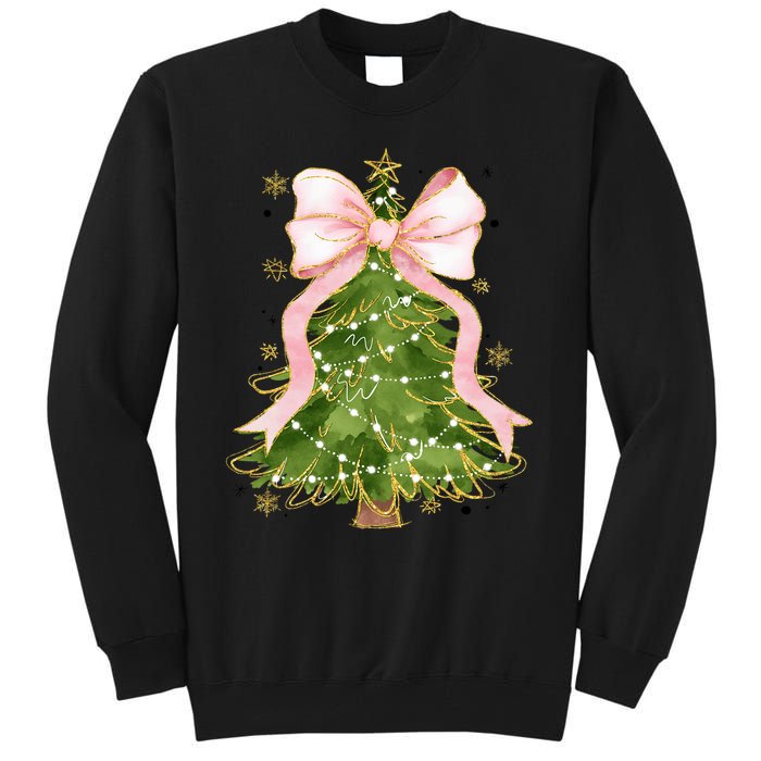 Coquette Bow Christmas Tree Xmas Holiday Outfit Tall Sweatshirt