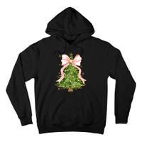 Coquette Bow Christmas Tree Xmas Holiday Outfit Tall Hoodie