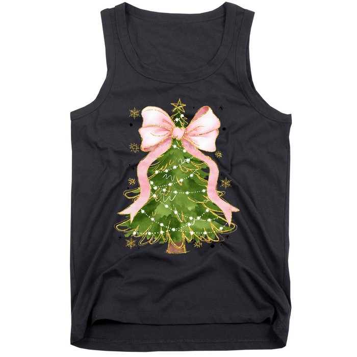 Coquette Bow Christmas Tree Xmas Holiday Outfit Tank Top