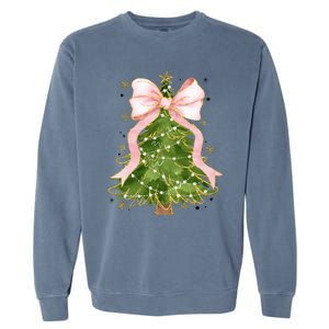 Coquette Bow Christmas Tree Xmas Holiday Outfit Garment-Dyed Sweatshirt