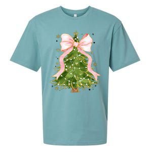 Coquette Bow Christmas Tree Xmas Holiday Outfit Sueded Cloud Jersey T-Shirt