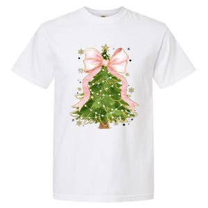 Coquette Bow Christmas Tree Xmas Holiday Outfit Garment-Dyed Heavyweight T-Shirt