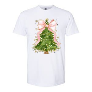 Coquette Bow Christmas Tree Xmas Holiday Outfit Softstyle CVC T-Shirt