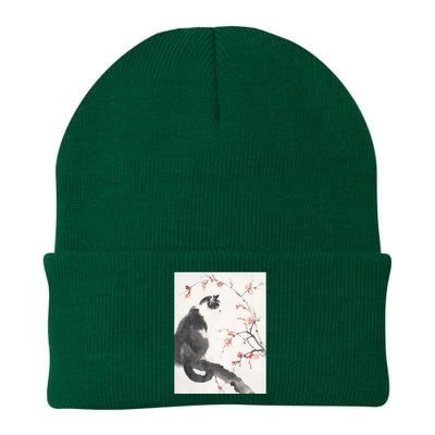 Cherry Blossom Cat Japanese Graphical Art Ink Style Knit Cap Winter Beanie