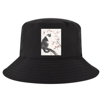 Cherry Blossom Cat Japanese Graphical Art Ink Style Cool Comfort Performance Bucket Hat