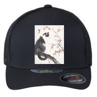 Cherry Blossom Cat Japanese Graphical Art Ink Style Flexfit Unipanel Trucker Cap