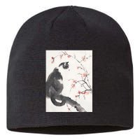 Cherry Blossom Cat Japanese Graphical Art Ink Style Sustainable Beanie