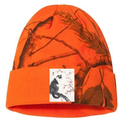 Cherry Blossom Cat Japanese Graphical Art Ink Style Kati Licensed 12" Camo Beanie