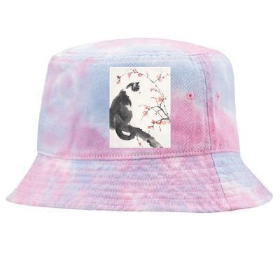 Cherry Blossom Cat Japanese Graphical Art Ink Style Tie-Dyed Bucket Hat