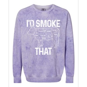 Chef Butcher Cook Bbq Id Smoke That Cow Beef Funny Gift Colorblast Crewneck Sweatshirt